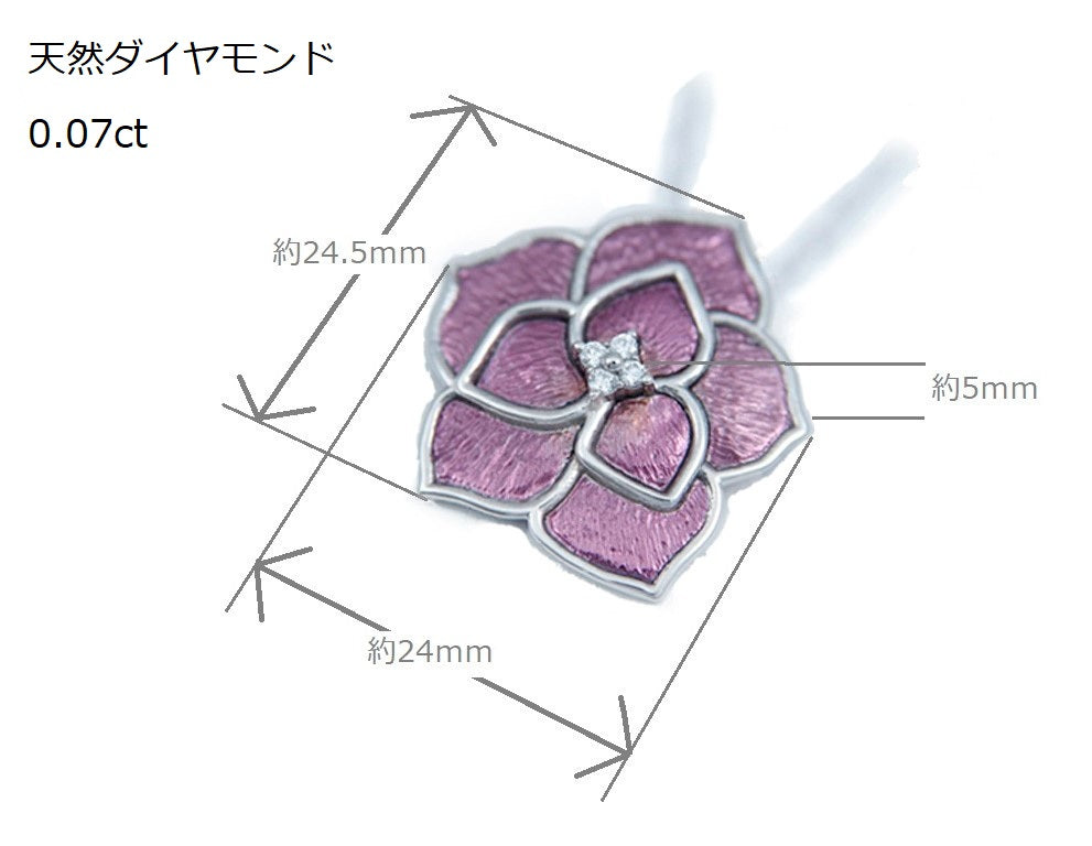K18パープルゴールド バラ ペンダントネックレス(大)