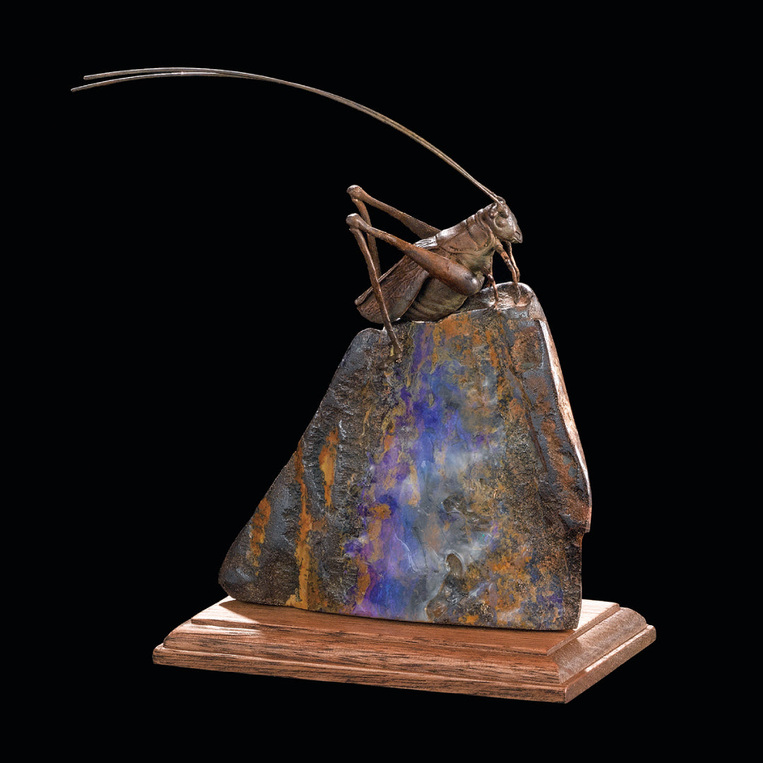 ボルダーオパール原石(秋の渓谷とキリギリス)