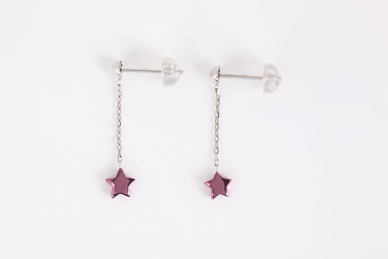 ホワイトゴールド・ パープルゴールドピアス(星)