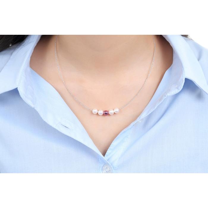 Cierin K18パールアンドパープルペンダントネックレス