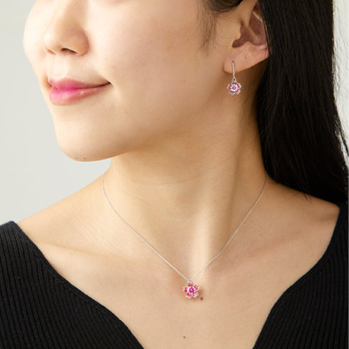 【セット割】「光の桜」一輪ペンダントネックレスピアスセット